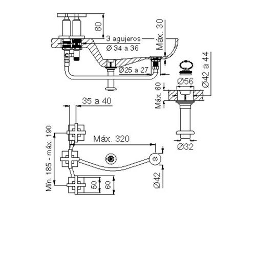 Grifería de Bidet  Fv Dominic Cruz 295R/85 SPT