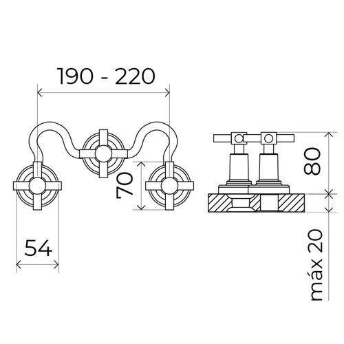 Grifería de Bidet Estalgrif Tauro Cruz Cromo