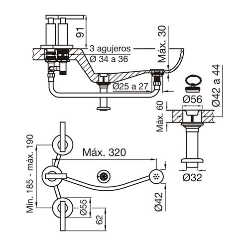 Grifería de Bidet Fv Nerea Lever Cromo 295/59L