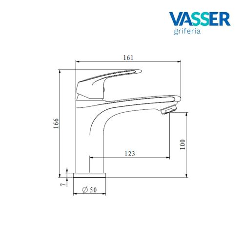 Grifería de Lavatorio Vasser Kassia Monocomando Cromo 11A/1012